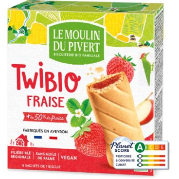 Le Moulin du Pivert Twibio Fourré à la Fraise 150G