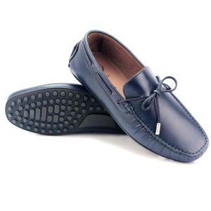 Mocassin Cuir Bleu (Moc 590-019)
