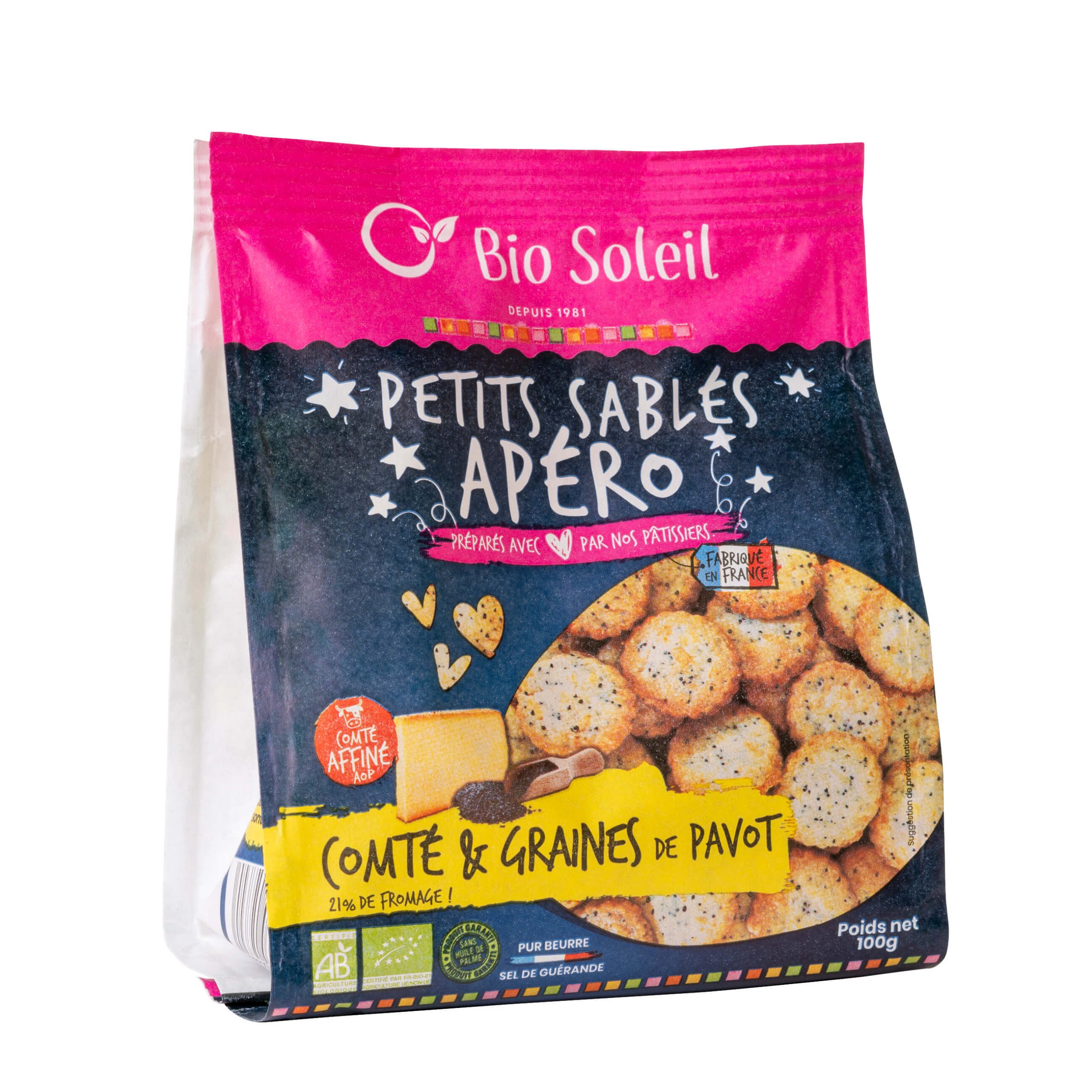 Bio Soleil Petits Sablés Apéro Comté & Graines de Pavot 100G