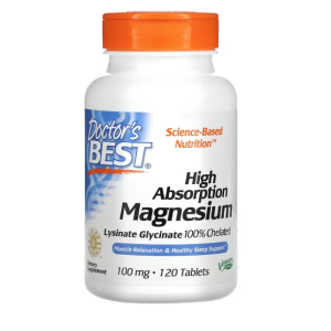 Doctor&rsquo;s Best Magnésium à haute absorption, magnésium hautement absorbable, 100 mg, 120 comprimés