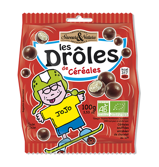 Saveurs et Nature Billes 3 Céréales Enrobées de Chocolat au Lait, 100G