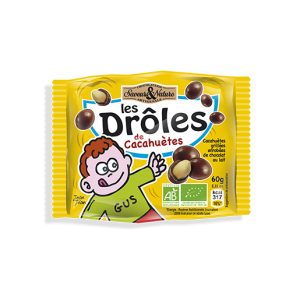 Saveurs et Nature Cacahuètes Grillées Enrobées de Chocolat au Lait 60G