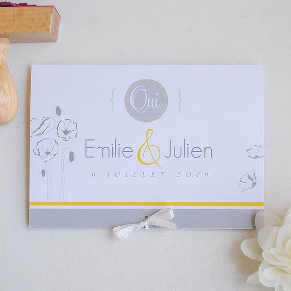 Faire-part Gris et Jaune – à partir de 1.96€ l’unité