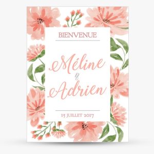 Tableau Bienvenue Mariage Corail