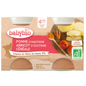 Babybio Pomme d’Aquitaine Abricot d’Occitanie Céréale 2X130G