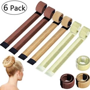 Coiffure été « Kit de 6 Accessoires à Chignon &lsquo;Magic Bun&rsquo; pour Femmes et Filles – Blond, Marron Clair et Marron »