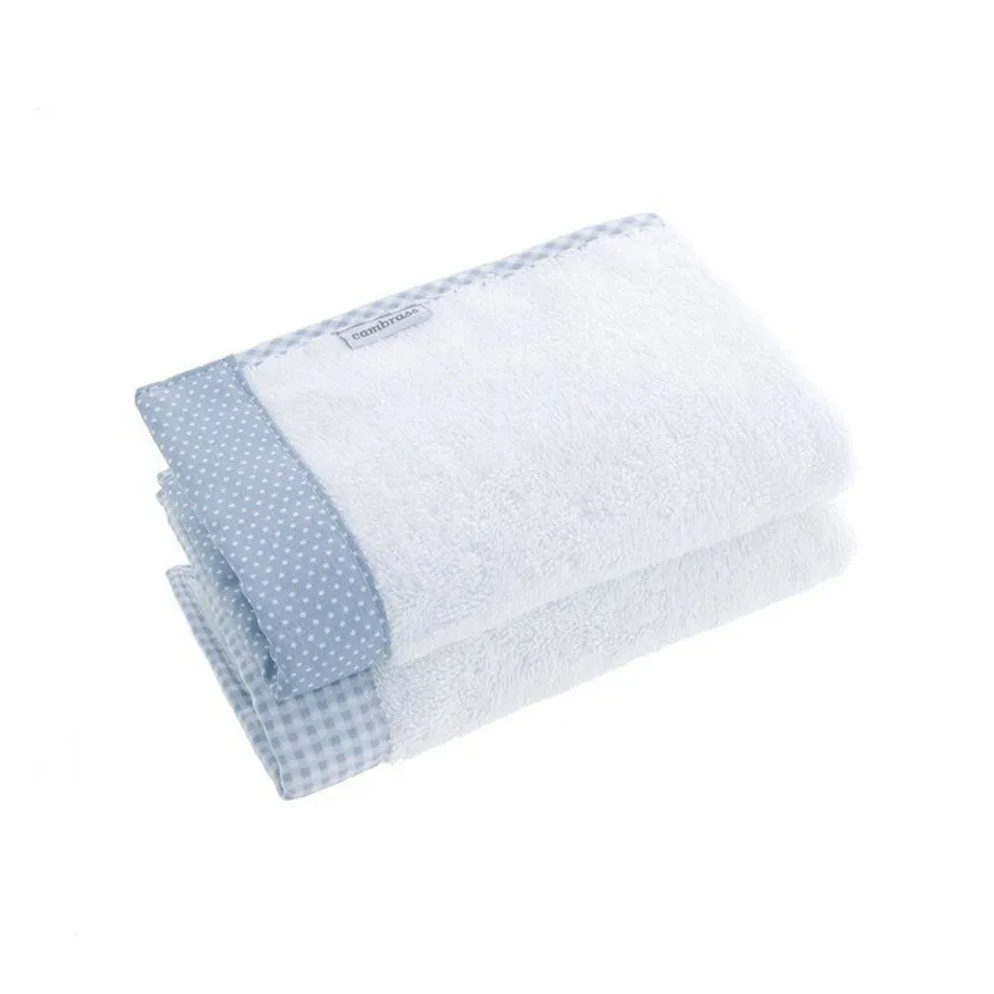 Cambrass Coffret 2 serviette de bain vichy 25x35x1cm bleu
